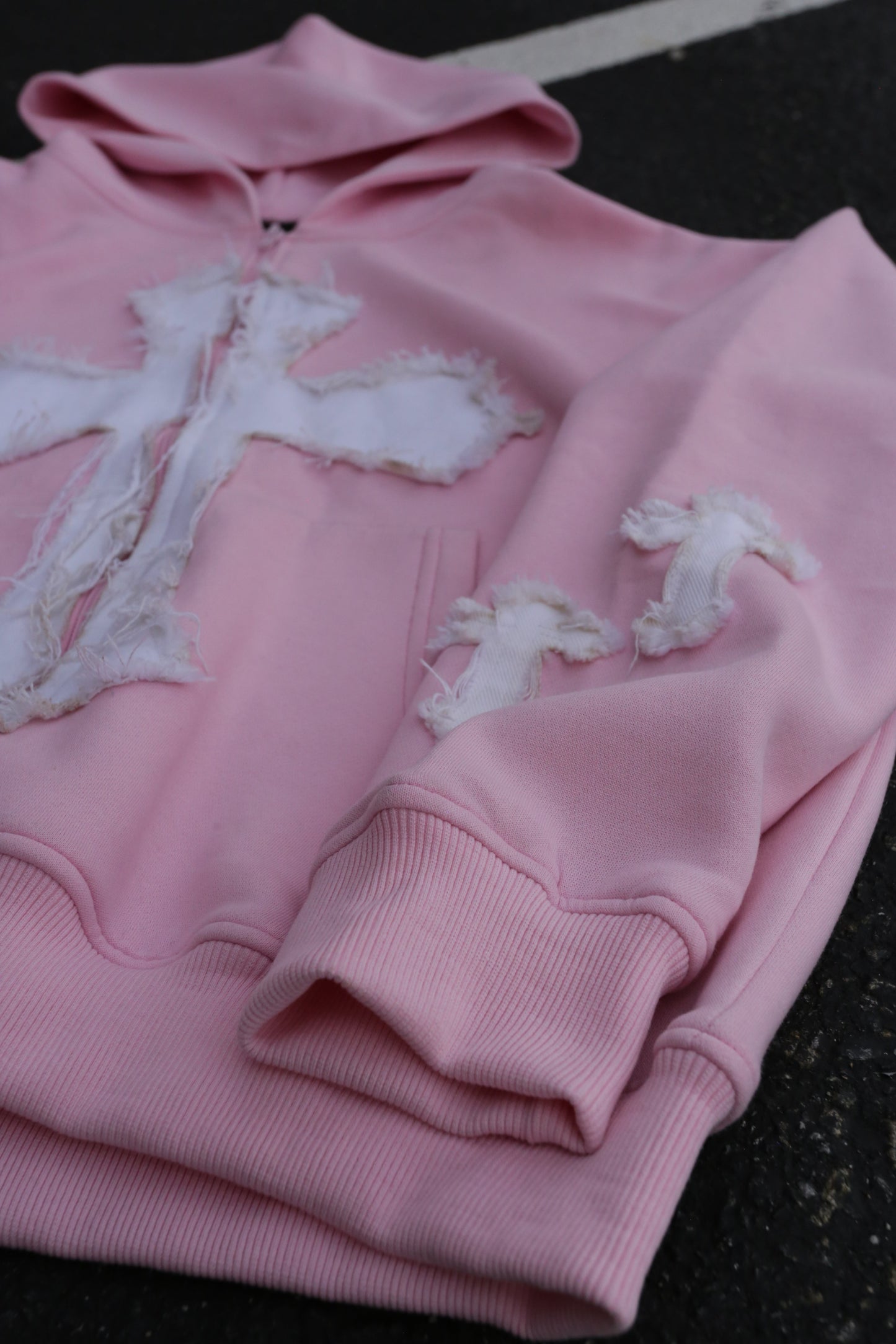 Pink Cross Zip Hoodie