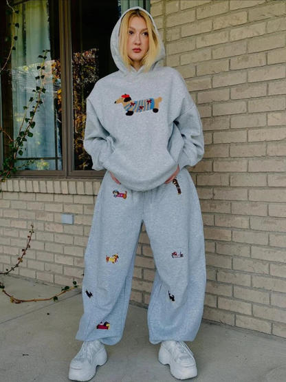 Embroidered Pup Barrel Sweatpants