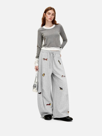 Embroidered Pup Barrel Sweatpants
