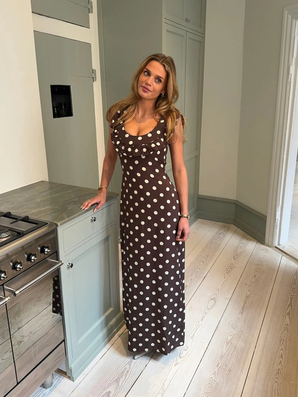 LUNA POLKA DOT MAXI DRESS